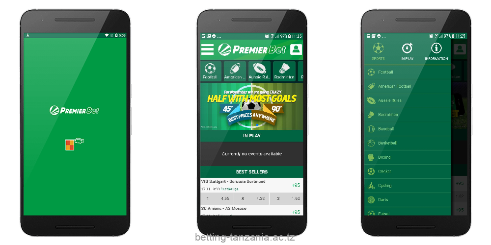 Premier Bet App offers Tanzanian customers to make pre-match and live bets, covering many sports