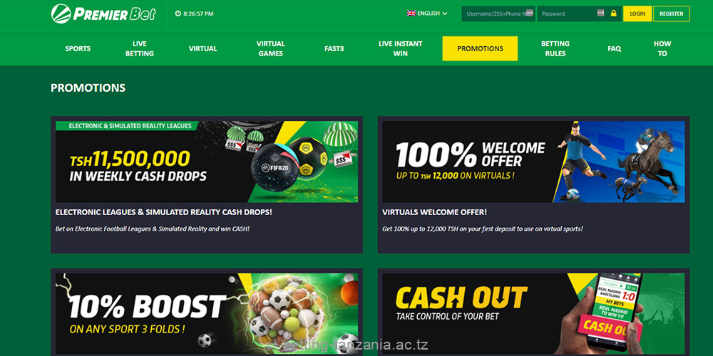 Premier Bet provides customers from Tanzania with different types of bonuses and promotions